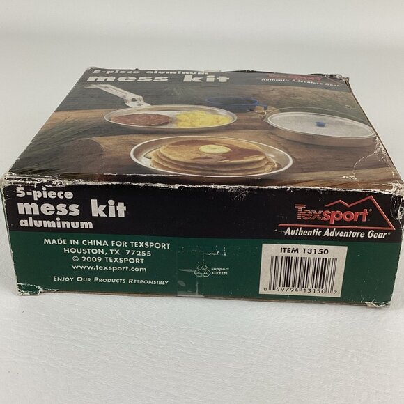 Mess Kit TexSport Authentic Adventure Gear 5 Piece Aluminum Set Pan Plate Cup - Picture 6 of 6